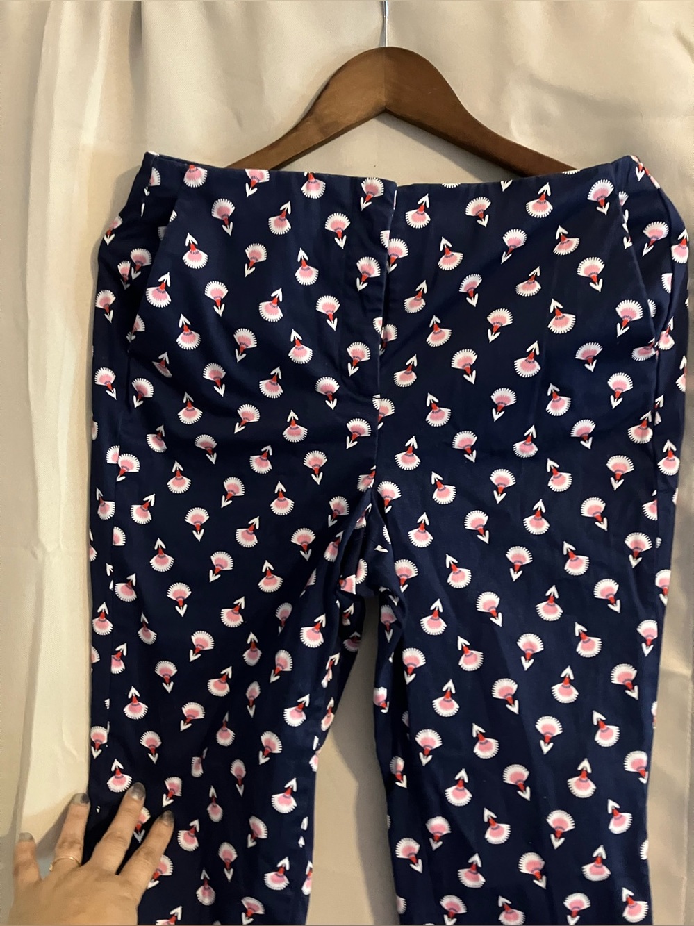 Boden Navy Pant with Pink Motif - Picture 3 of 9